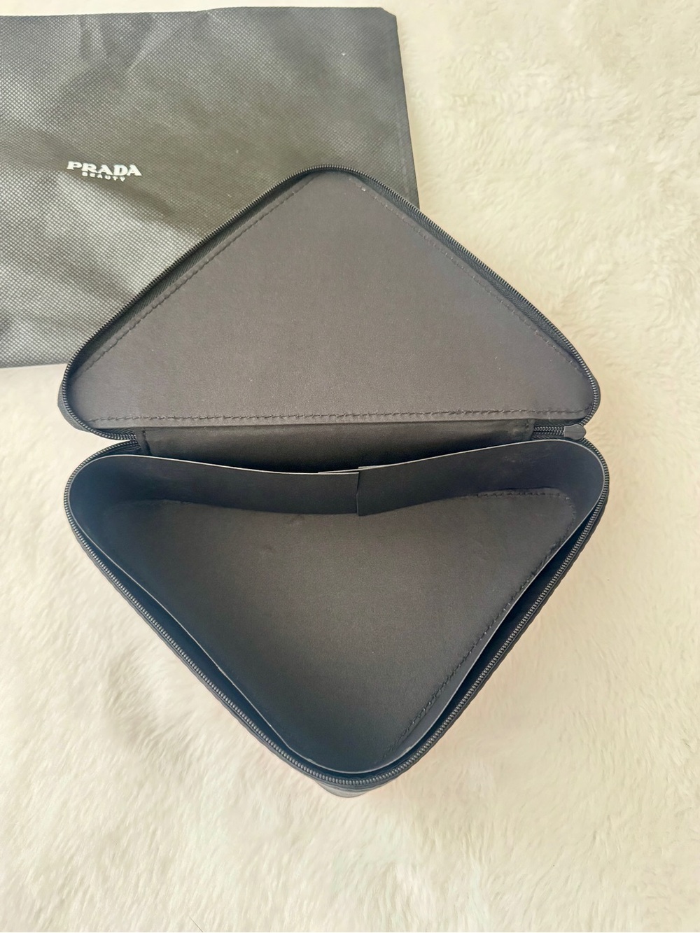 Prada Beauty Pink and Black Triangle Cosmetic Pouch/ New with dust bag - Picture 2 of 4